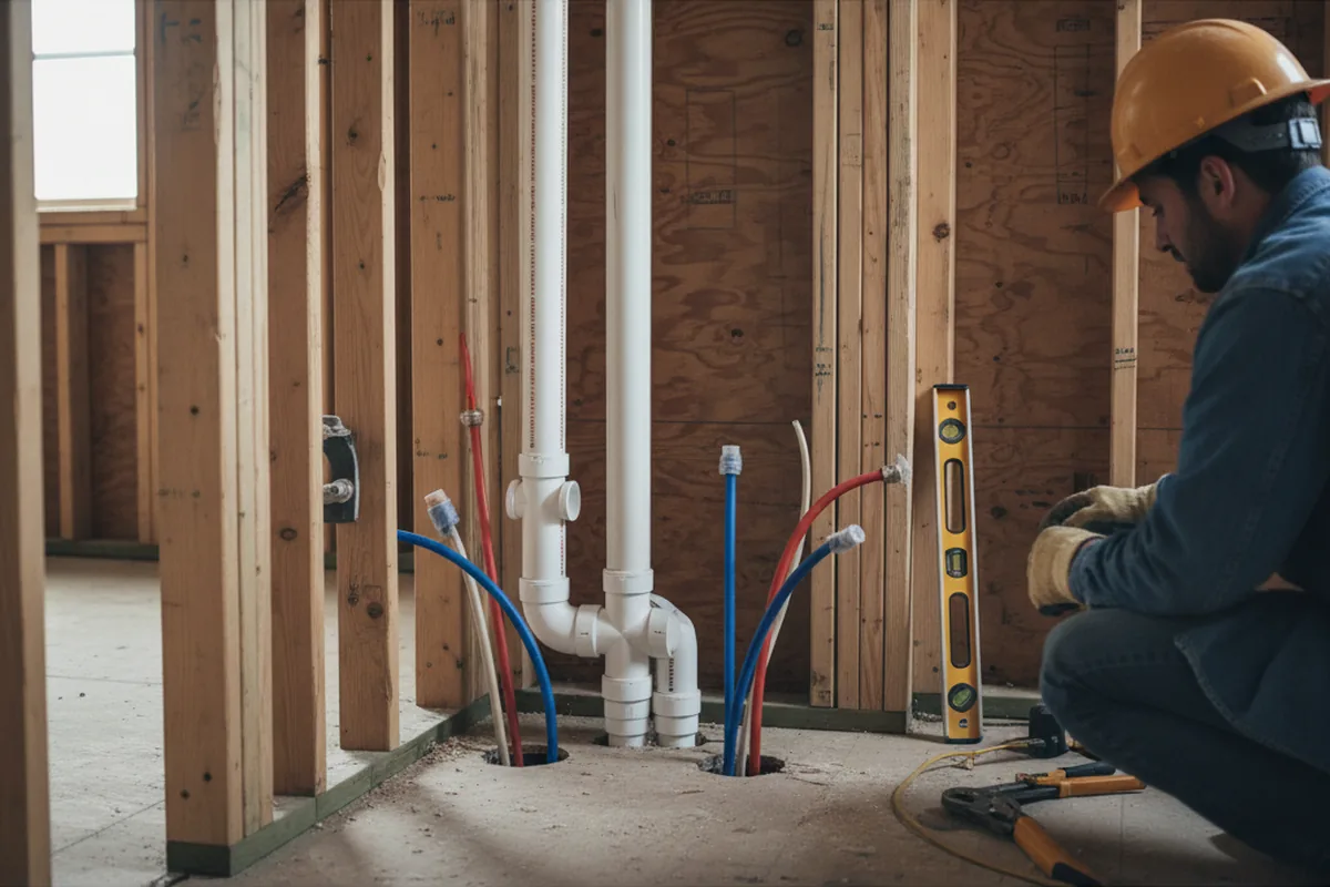 Drain and supply rough-in during Drain Cleaning in Ballico