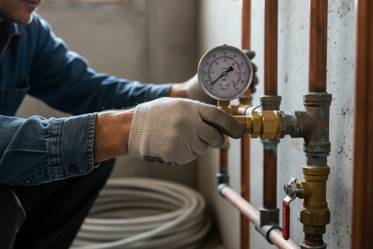 Pressure testing a repaired line during Water Line Repair in Ballico